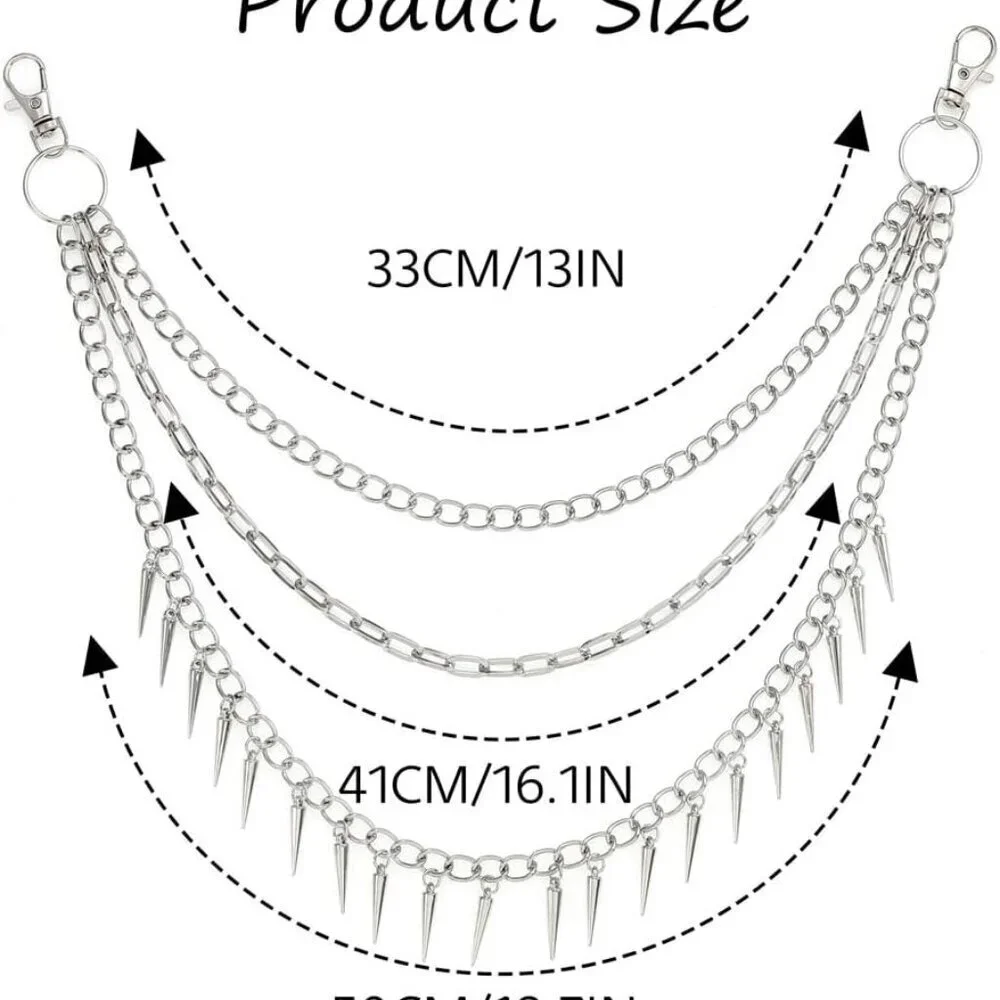 Silver Alloy Pants Chain Punk Rock Jewelry for Men Women Fashion Accessory - Picture 3 of 6